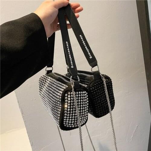 Bag Girl 2021 New Fashion Korean Version Womens Bag Chain Bag Slanted Bag Under The Bag Water Drill Bag King Bag
