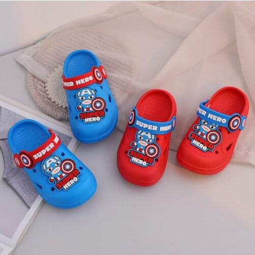 Disney baby slippers Summer cartoon Mickey mouse indoor boy Captain America childrens beach shoes non-slip hole shoes