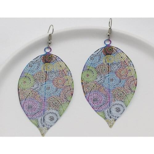 Colorful Vintage Boho Ethnic Dangle Drop Earrings for Women Female Fashion 2020 Gold Plated Leaf Earrings Jewelry Accessories