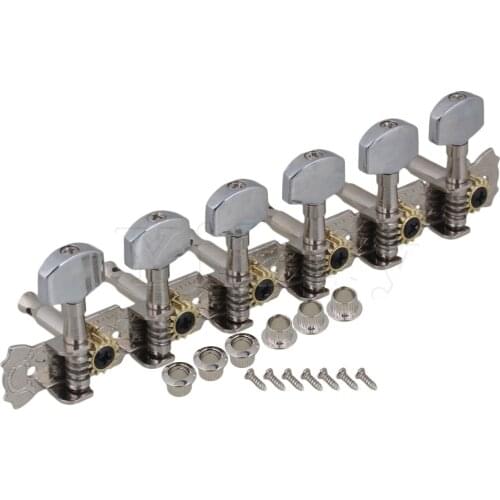 Yibuy Zinc Alloy 6 in Line 12 String Guitar Tunning Pegs 6L6R Square Head Silver
