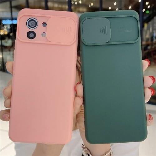 Slide Candy Color Camera Protection Phone Case For Xiaomi POCO X3 11Lite 11Pro Note 8 9 10S Pro Matte Soft Silicone Back Cover