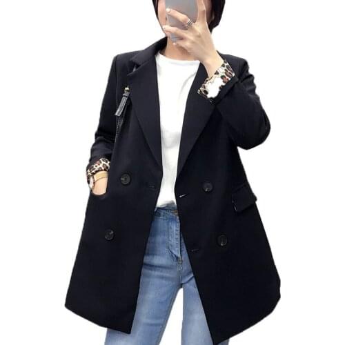 2019 New Spring Womens Retro Suit Jacket Long-Sleeved Loose Cardigan Casual England Small West Slim Coat Womens Jacket A76