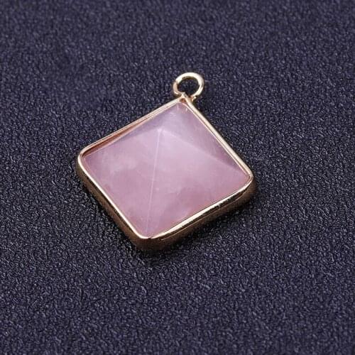 ZV 1pcsNatural Stone Agate Pendant For Women Pyramid Shape Jewelry Pendulum Chakra Animal Gem Size 28*31MM DIY Dangle Gift