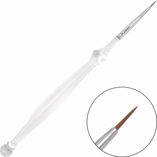 ZKO 1 PC Professional Nails Pen Clear Handle Sable Nail Brushes Styling Tools Drawing Painting Brush Pen For Nails 12