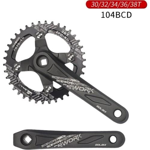 104BCD MTB Bicycle Crank 170mm Square Hole Mountain Bike Crankset Narrow Wide 32/34/36/38T Chainring Bicycle Crank Parts