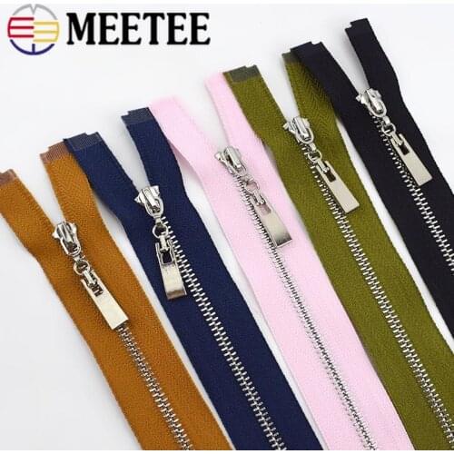 2/5pcs Meetee 15-70cm 3# Metal Zippers Closed&open Silver Zip for Bags Purse Wallet Garment Sewing Accessories