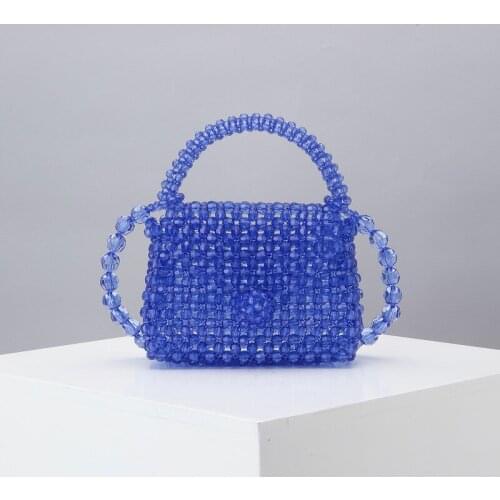 2020 classic beads handmade women mini handbags acrylic resin crossbody bag flapbags