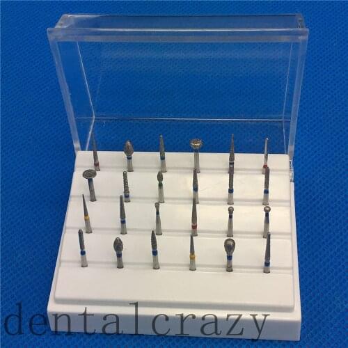 Best 24pcs New Dental Diamond High Speed Handpiece FG Burs Drill Polisher Box Case Holder