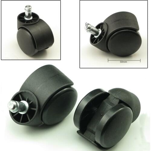 4PCS Black 2'' Stem Swivel Casters Office Sofa Chair Furniture Accessories Damping Universal Wheels Inserted Link Hardwar Caster