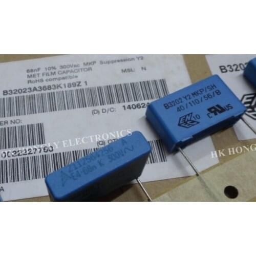 10PCS B3202 Y2 MKP/SH 68n K U1 U33 M 300VAC P=22.5mm FILM CAPACITOR