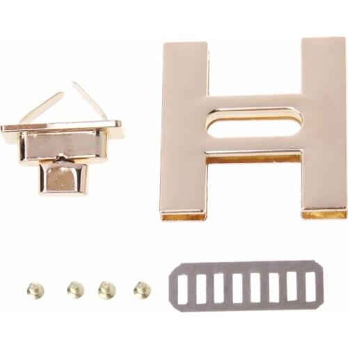 THINKTHENDO Bag Accessories DIY H Shape Clasp Turn Lock Twist Locks Leather Handbag Shoulder Bag Hardware