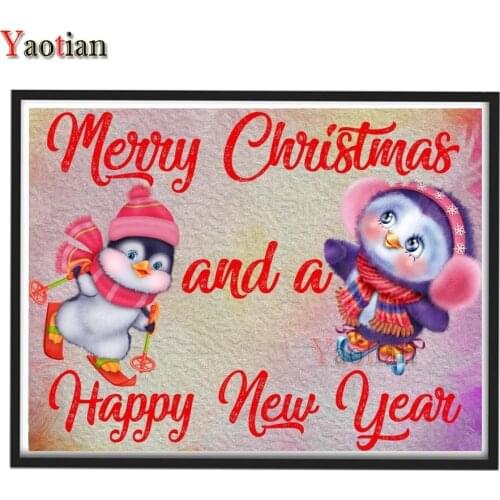 DIY Diamond Painting Merry Christmas Cute Penguin Full Drill Diamond Embroidery Rhinestones Mosaic Cross Stitch Wall Stickers