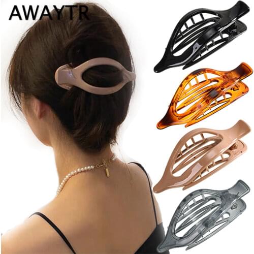 AWAYTR New Simple Duckbill Hair Claws Solid Color Hair Clips Hair Accessories For Women Colorful Hairpin Ponytail Headwear