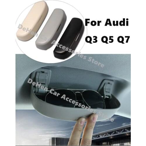 Free Shipping Car Glasses Case for Audi Q3 Q5 Q7 Car Sunglasses Storage Box Case 1 Piece Beige Gray Black Color