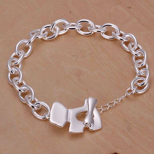 H255 925 sterling silver bracelet, 925 sterling silver fashion jewelry Dog Plate and Bone Bracelet /aqpajhwa ecfamtma