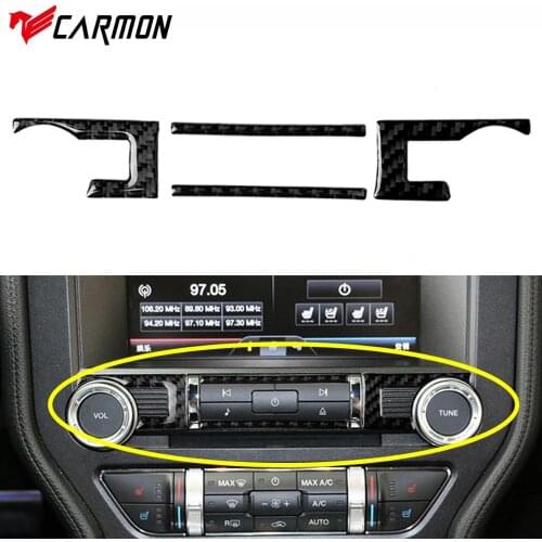 Carmon For Ford Mustang 2015-2017 Car Accessories Audio Button Decoration Sticker Carbon Fiber Interior Car Styling