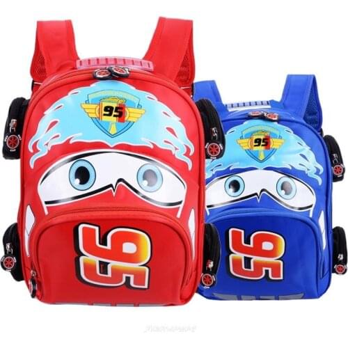 Disney Princess Car 95 childrens cartoon schoolbag Boys Girls 3d backpack girls boys McQueen kids backpack