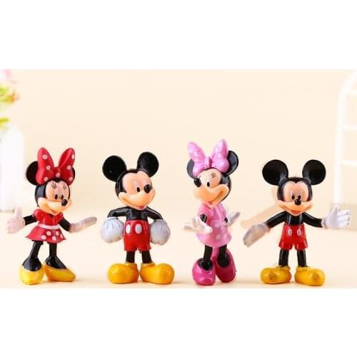 Disney Mickey Mouse Minnie 4pcs/set 7.5cm Action Figure Posture Anime Decoration Collection Figurine Toy model for children gift