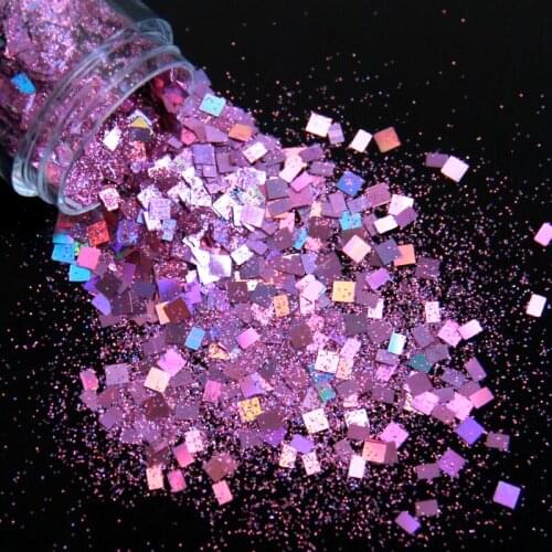 Holographic Hybrid Nail Glitter Square Shiny Laser Sequins Flakes Polish Manicure Holo Silver Design Nail Decoration Accessories