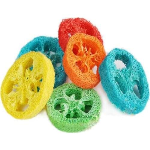 New Style Cany Color Natural Loofah Sponge Parrot Chew Bite Scratch Itching Toy Bird Toys 30pcs/lot