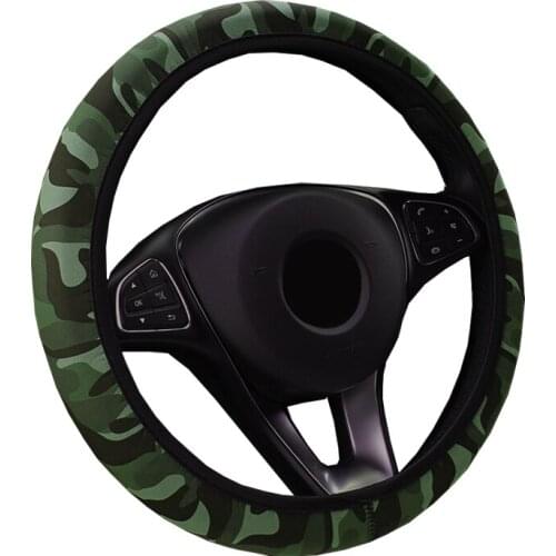 Army Style Car Steering Wheel Cover For 37-38 CM 14.5"-15" Anti-slip No Inner Ring M Size Braid On Steering-wheel Cay Styling
