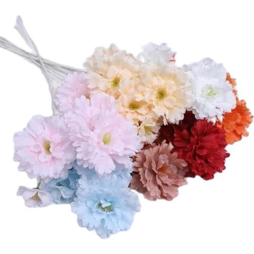 10Pcs Fale Long Stem Dahlia (6 Heads/Piece) 32" Length Simulation Full Open Peony for Wedding Home Decorative Artificial Flowers