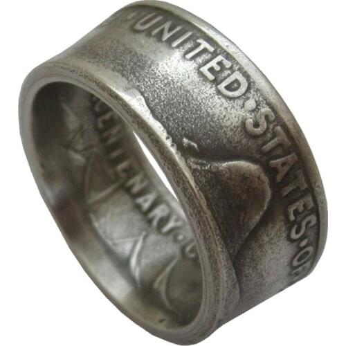 US 1620-1920 Handcraft Coin Ring Made from Kennedy Half Dollar Silver Plated Copy Coins