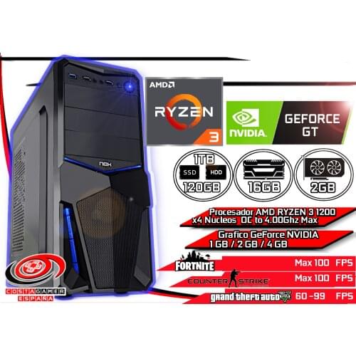 Computer Pc Gamer studio AMD Ryzen 3 1200 16GB Ram DDR4 120GB SSD + 1TB HDD + WIFI + GeForce NVIDIA + WIN10