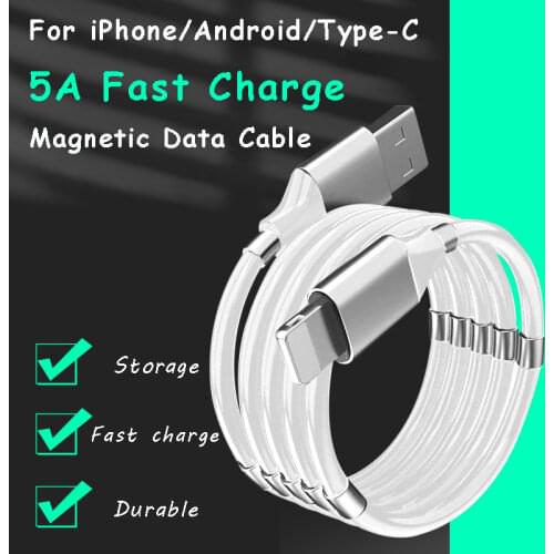 2021 New Design Magic Rope Magnetic Absorption Charging Data Cable For iPhone Samsung HUAWEI