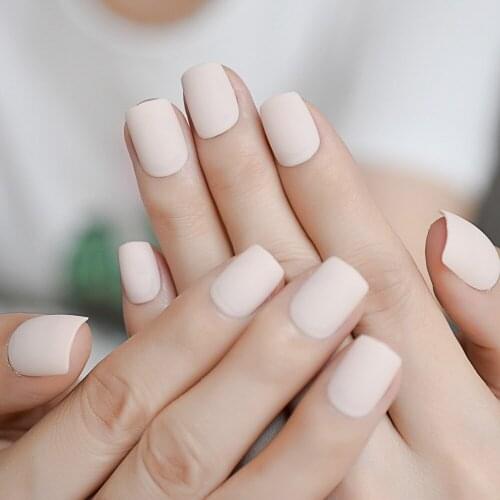 Matte Short Acrylic Fake Nails Natural Nude color Make up Tool Full Cover DIY Nail Art Manicure Product for Lady Z959