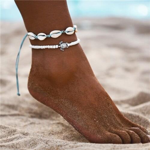 2020 New Fashion Bohemian Shell Anklets for Women Rope Bracelet on Leg Conch Adjustable Chain Anklet Beach Foot Jewelry