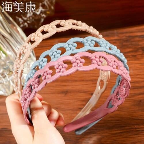 Haimeikang Frosted Matte Hollow Headbands Fashion Plastic Teeth No-Slip Hairbands For Women Girls Hair Hoop Accessories Headwear