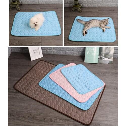 Dogs Summer Cooling Mat Pet Large Size Ice Silk Cool Bed Pet Cat Breathable Blanket Cushion Puppy Kitten Indoor Sofa Floor Mat
