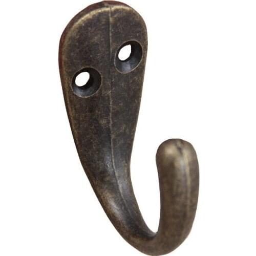 Wholesale- Single Prong Clothes Coat Robe Purse Hat Hook Hanger Antique Bronze 3.4cm x 1.4cm LX8308