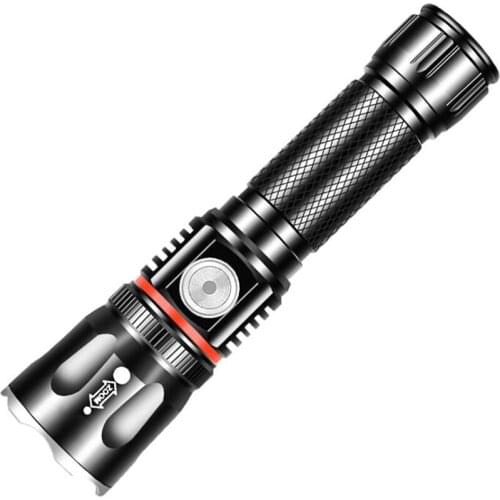 Rechargeable LED Flashlight, Portable Torch with Magnet, 550-700 Lumens T6 LED, IPX5 Water-Resistant, Zoomable, COB Light
