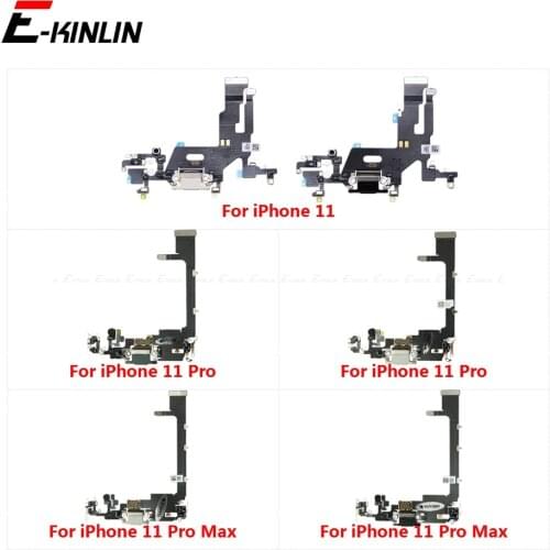 Charging Plug Port With Headphone Audio Jack MicroPhone Flex Cable For iPhone 11 Pro Max USB Charger Dock Connector Parts