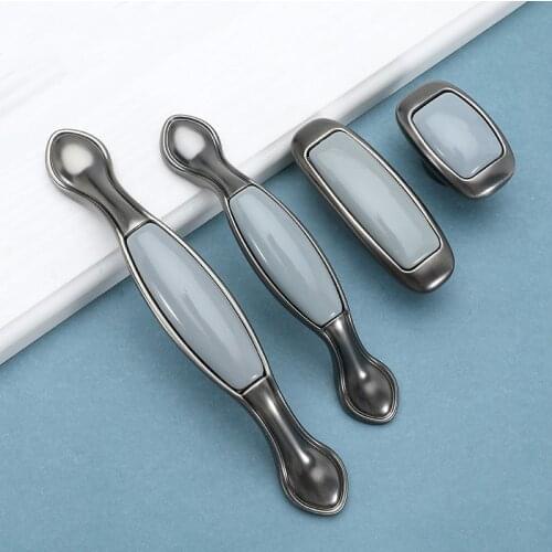 Blue Haze /Ceramic Drawer Pulls Antique Kitchen Handles Vintage Handles Knobs and Pulls for Cabinets Metal Furniture Handles
