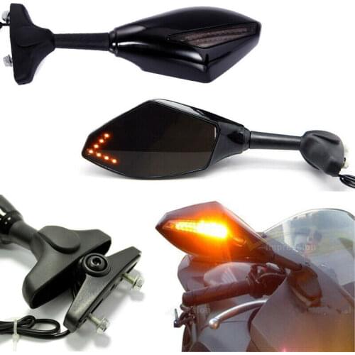1 pair Motorcycle LED Turn Signal Mirrors For HONDA CBR600RR 1000RR 500R SUZUKI SXR1000 Hayabusa SV650S GSXR600 GSXR750