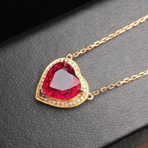 T1213 Rubillite Fine Jewelry 100% Natural 2.42ct Red Rubilite Tourmaline Gemstones Pendants Neckalces for Women