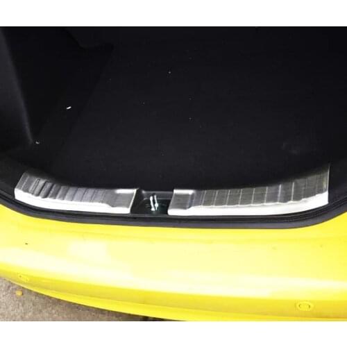 TOMEFON Stainless Steel 2pcs For Honda Jazz 2014 2015 Inner Rear Trunk Lid Threshold Pad Pedal Bumper Protector Sills Trims