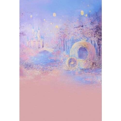 TR Fairy Tale Pink Photography Background Blue Bokeh Night Castle Boy Girl Summer Backdrops Heidi Hope Baby Kid Photo Background