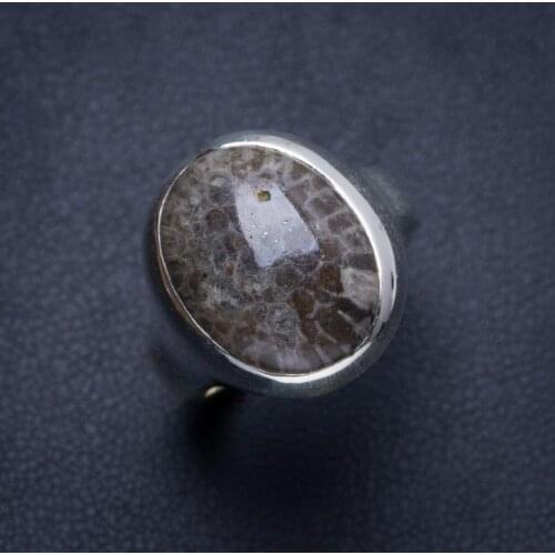 Natural Stingray Coral Handmade Unique 925 Sterling Silver Ring 7 Y4259