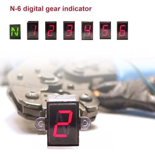 32CM Universal LED Motorcycle Gear Indicator Light N-6 Speed Shift Clutch Lever Gauge