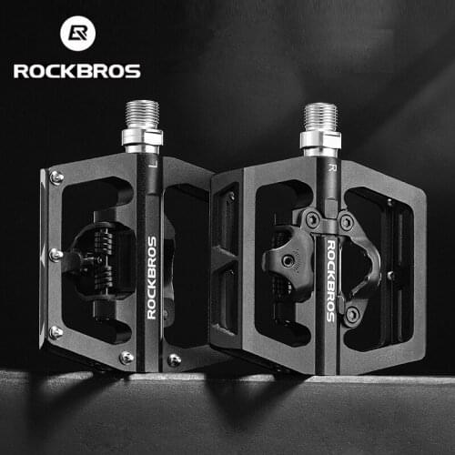 ROCKBROS Bicycle Pedal With Free Cleat For SPD System Aluminum Anti-slip Sealed Bearing Lock For MTB Road