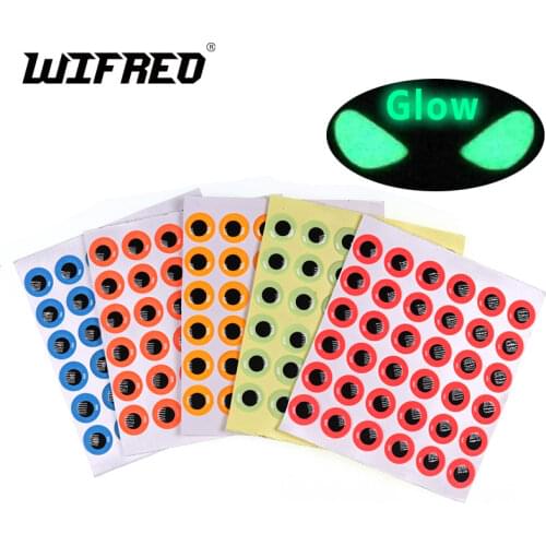 Wifreo 50pcs/pack Glow in the Dark 3D Fish Eyes Luminous Fishing Line Lure Eyes Sea Fishing Jig Eyes Fly Tying Material