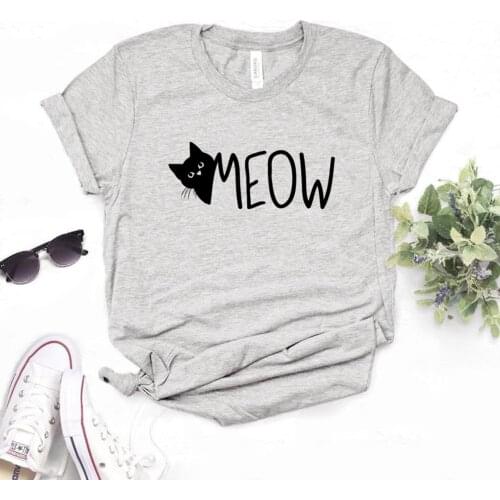 Meow cat lover Print Women tshirt Cotton Casual Funny t shirt Gift Lady Yong Girl Top Tee R574