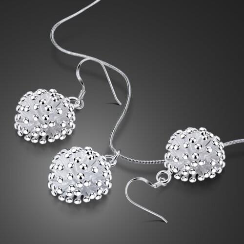 New Silver Jewelry Set Womens 925 Sterling Silver Necklaces / Earrings Multi-size Solid Silver Jewelry Dandelion Design present