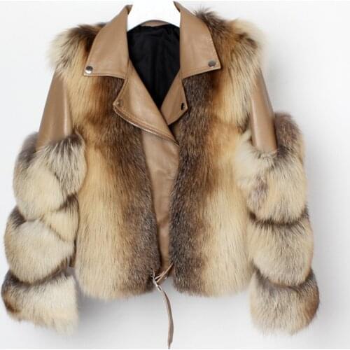 Real Fox Fur Coat Women Winter Coat Women With Sheepskin Leather WholeskinJacket Fur Jacket Fur Story FS20140 Fur Jacket