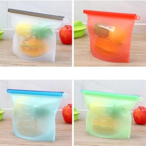 1000ml Reusable Vacuum Silicone Food Fresh Bag Sealer Milk Fruit Meat Storage Bags Refrigerator Food Storage Organizer Bag 1pc
