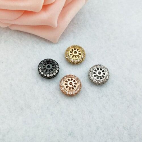 10 Pieces CZ zircon crystal Micro pave Connector round Spacer Beads for DIY Making Bracelet necklace women Jewelry Finding BD345